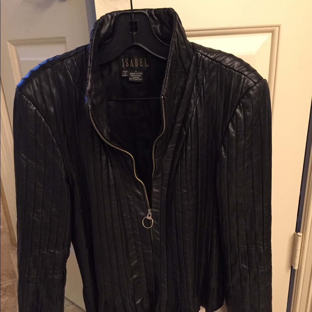 Isabel Genuine Leather pleated jacket.